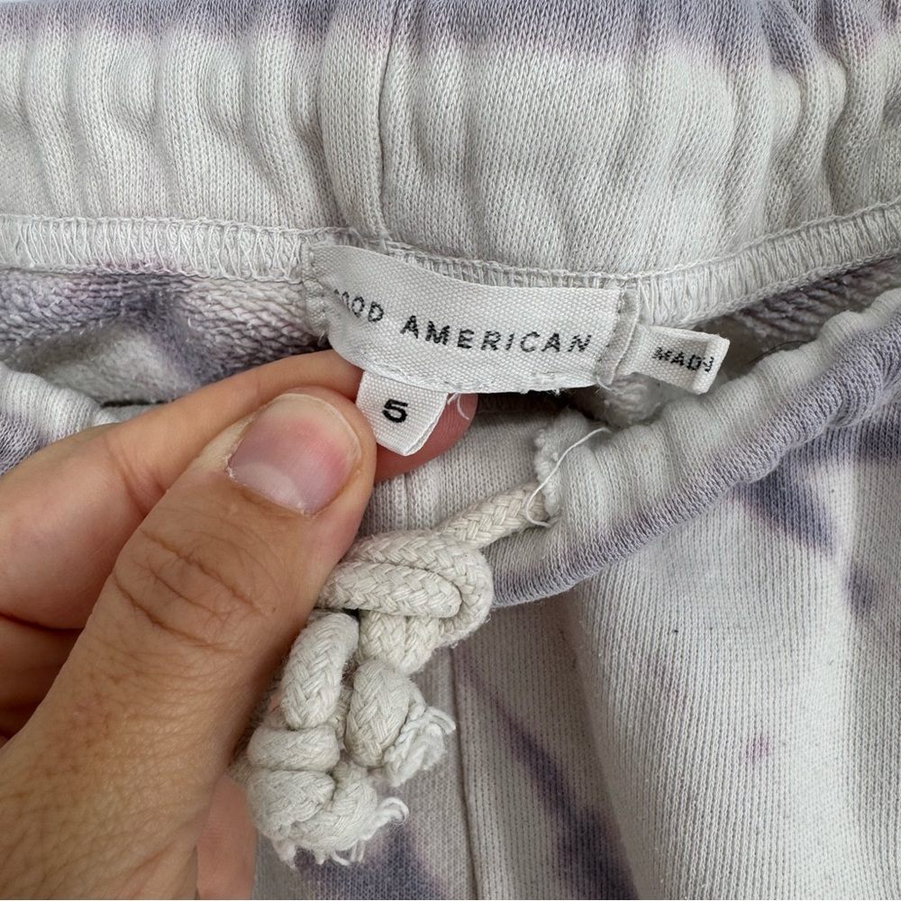 Good American Lilac/Grey Boyfriend Cotton Tie-Dye Classic Sweatpants Plus Size 5 - Picture 10 of 13